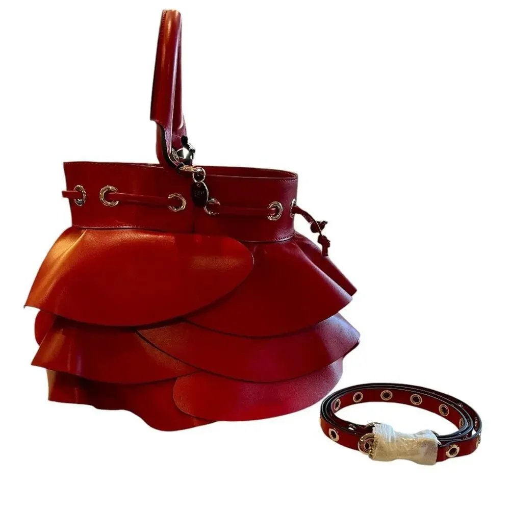 RED VALENTINO Women's Large Ruffle Leather Crossbody Bag - NWOT